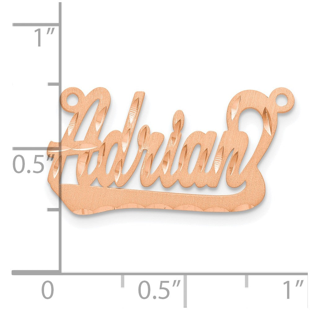 14k Rose Gold Satin Diamond-cut Underlined Name Plate