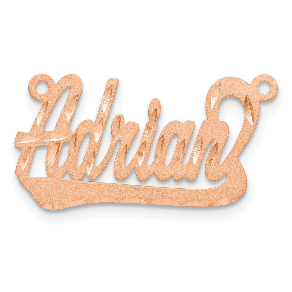 14k Rose Gold Satin Diamond-cut Underlined Name Plate