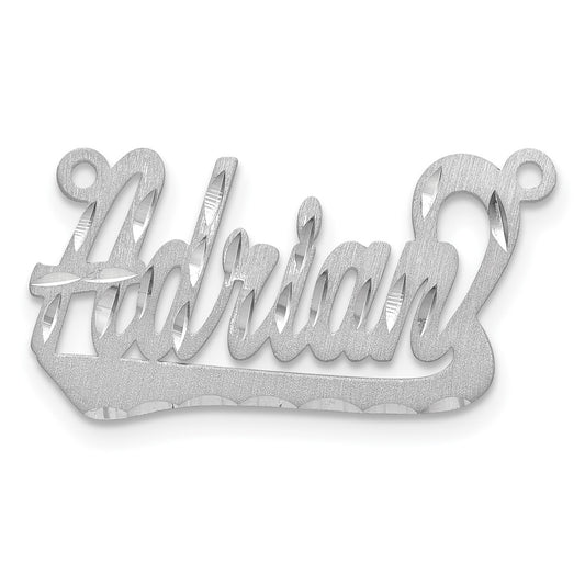 14k White Gold Satin Diamond-cut Underlined Name Plate