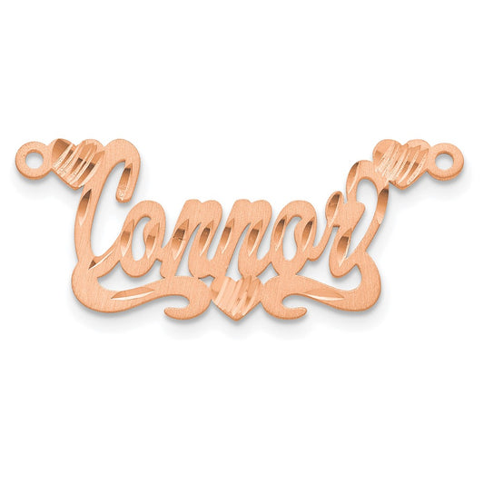 14k Rose Gold Satin Diamond-cut Hearts Name Plate