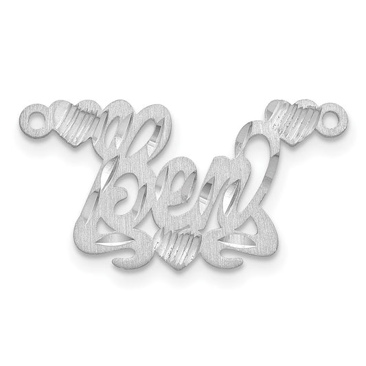 14k White Gold Satin Diamond-cut Hearts Name Plate