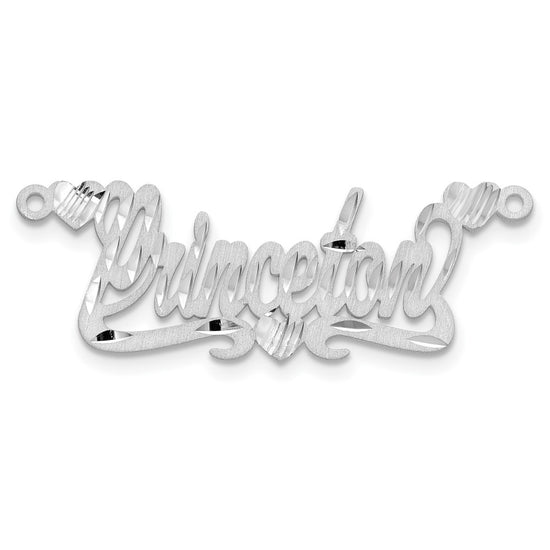 10k White Gold Satin Diamond-cut Hearts Name Plate