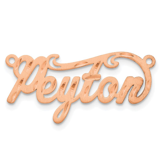14k Rose Gold Satin Diamond-cut Name Plate