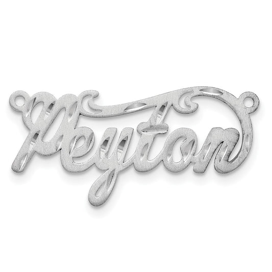 10k White Gold Satin Diamond-cut Name Plate