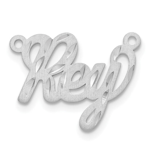 14k White Gold Satin Diamond-cut Name Plate