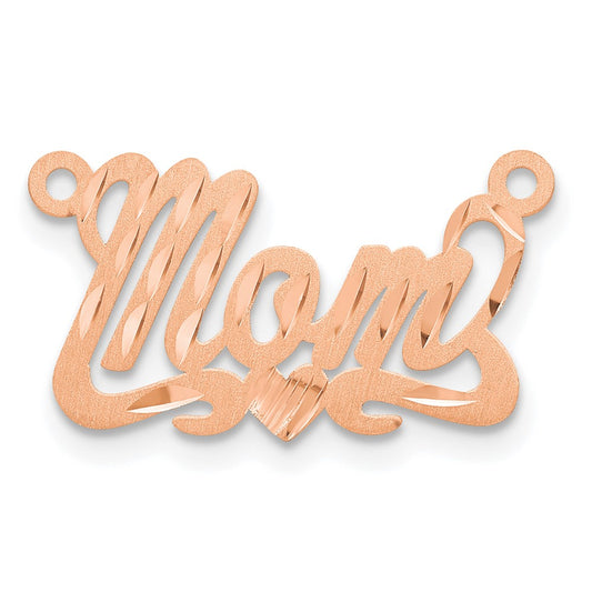14k Rose Gold Satin Diamond-cut Heart Name Plate
