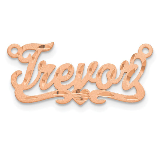 14k Rose Gold Satin Diamond-cut Heart Name Plate