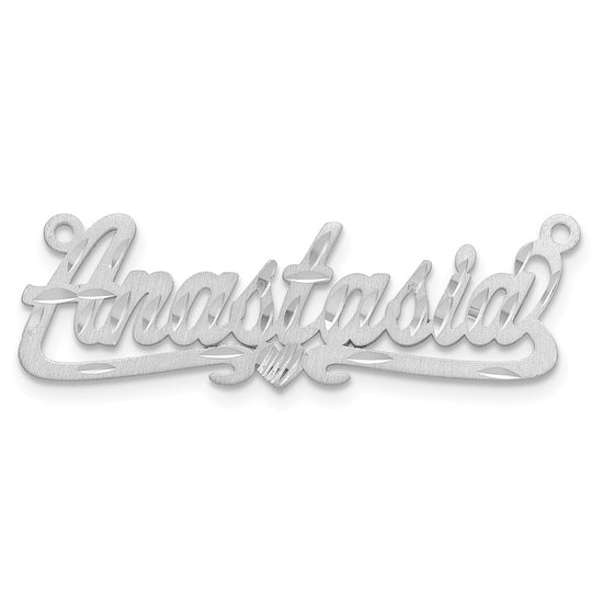 10k White Gold Satin Diamond-cut Heart Name Plate