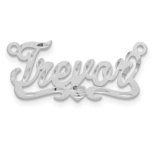 14k White Gold Satin Diamond-cut Heart Name Plate