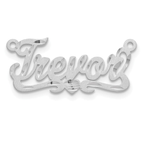 10k White Gold Satin Diamond-cut Heart Name Plate