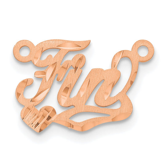14k Rose Gold Satin Diamond-cut Heart Name Plate