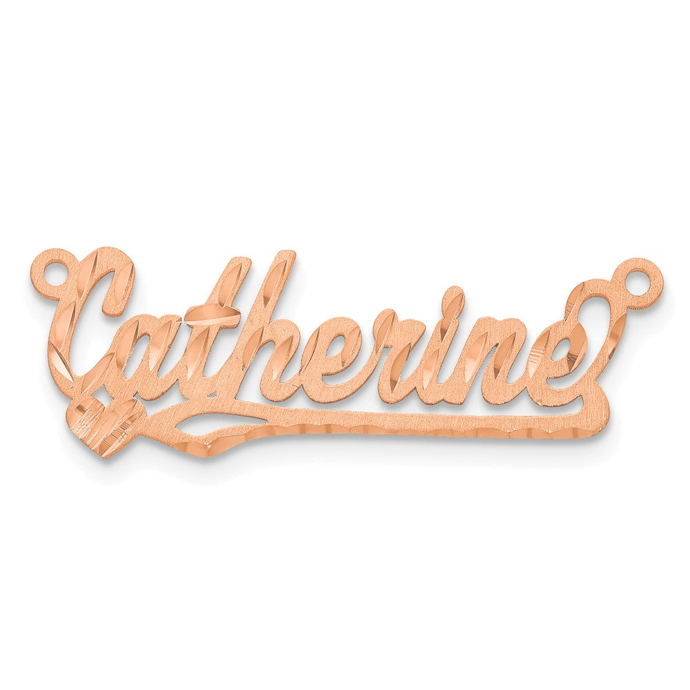 14k Rose Gold Satin Diamond-cut Heart Name Plate
