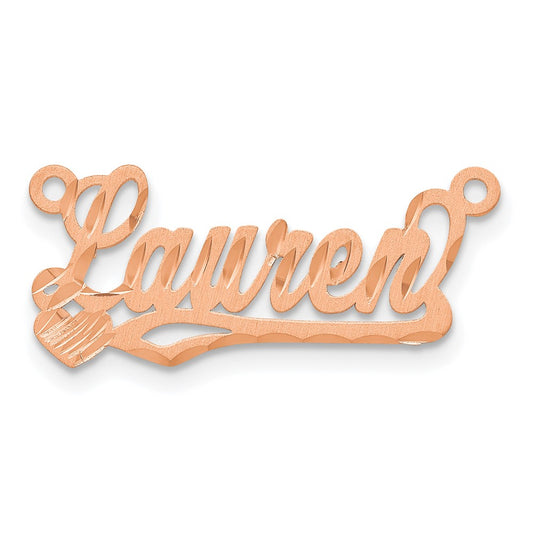 14k Rose Gold Satin Diamond-cut Heart Name Plate