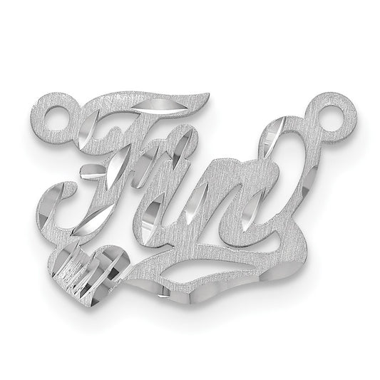 10k White Gold Satin Diamond-cut Heart Name Plate