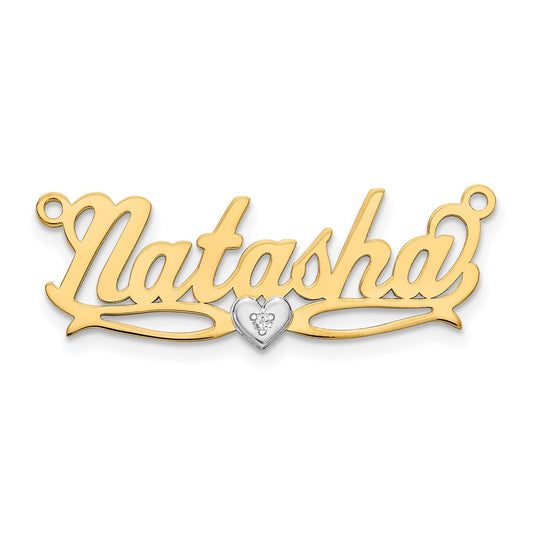 Diamond Name Plate Pendant with 1 heart
