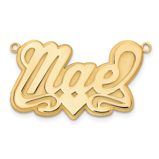 Sterling Silver/Gold-plated 3D Polished Heart Name Plate