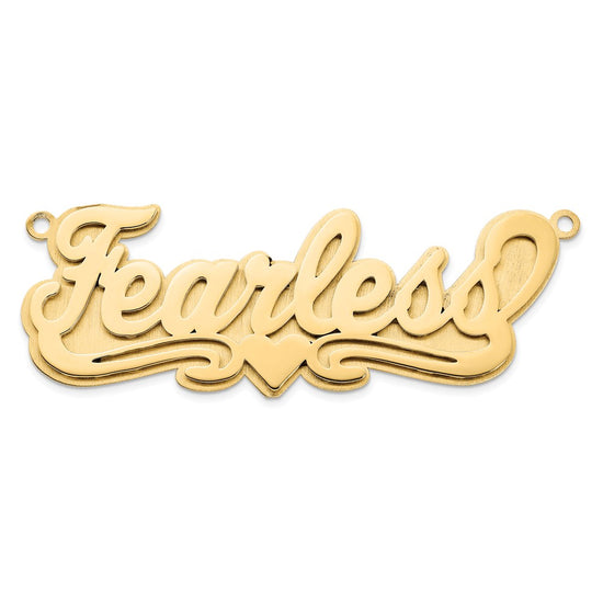 14k Yellow Gold 3D Polished Heart Name Plate