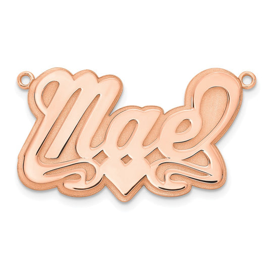 Sterling Silver/Rose-plated 3D Polished Heart Name Plate
