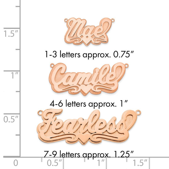 14k Rose Gold 3D Polished Heart Name Plate