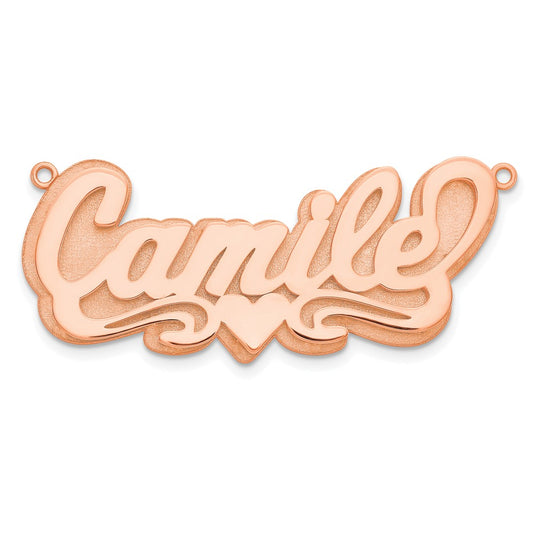 Sterling Silver/Rose-plated 3D Polished Heart Name Plate