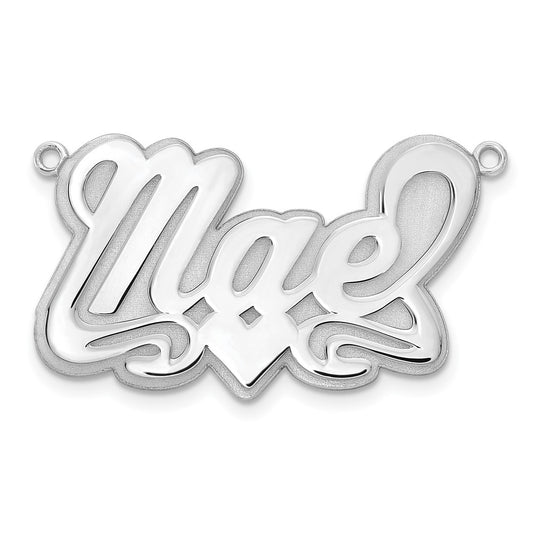 10k White Gold 3D Polished Heart Name Plate