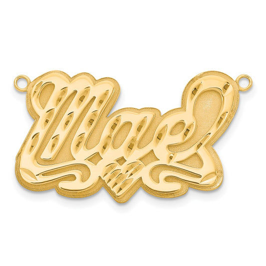 Sterling Silver/Gold-plated 3D Diamond-cut Heart Name Plate