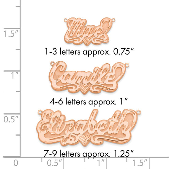 14k Rose Gold 3D Diamond-cut Heart Name Plate