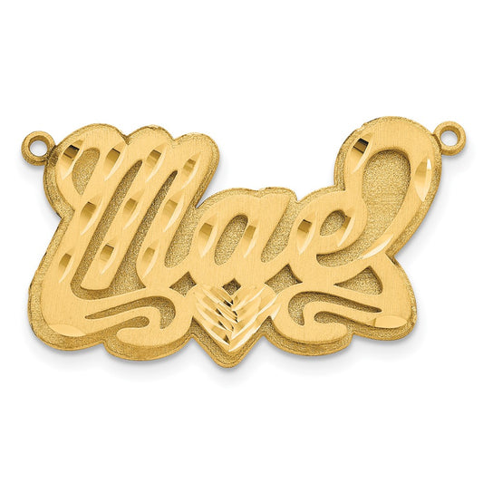 SS/Gold-plated 3D Satin Diamond-cut Heart Name Plate
