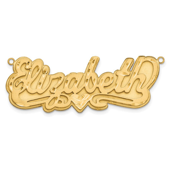 14k Yellow Gold 3D Satin Diamond-cut Heart Name Plate
