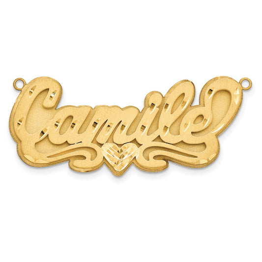 SS/Gold-plated 3D Satin Diamond-cut Heart Name Plate