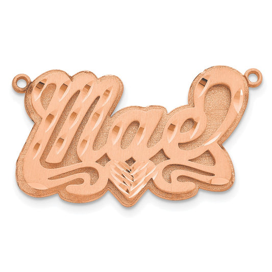 SS/Rose-plated 3D Satin Diamond-cut Heart Name Plate