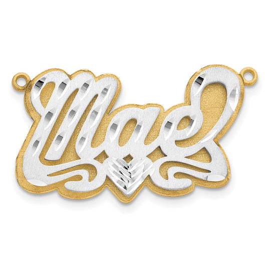 14k 3D Two-tone Satin Diamond-cut Name Plate