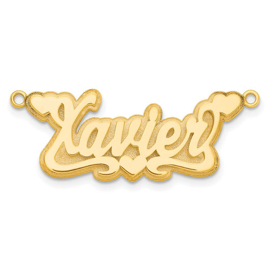 14k Yellow Gold 3D Polished Hearts Name Plate