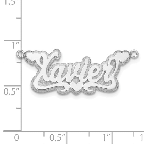 14k White Gold 3D Polished Hearts Name Plate