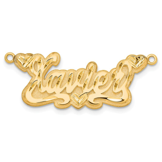 14k Yellow Gold 3D Diamond-cut Hearts Name Plate