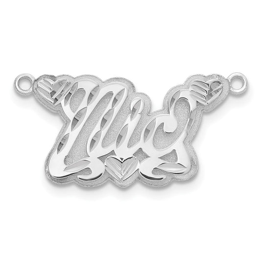 10k White Gold 3D Diamond-cut Hearts Name Plate