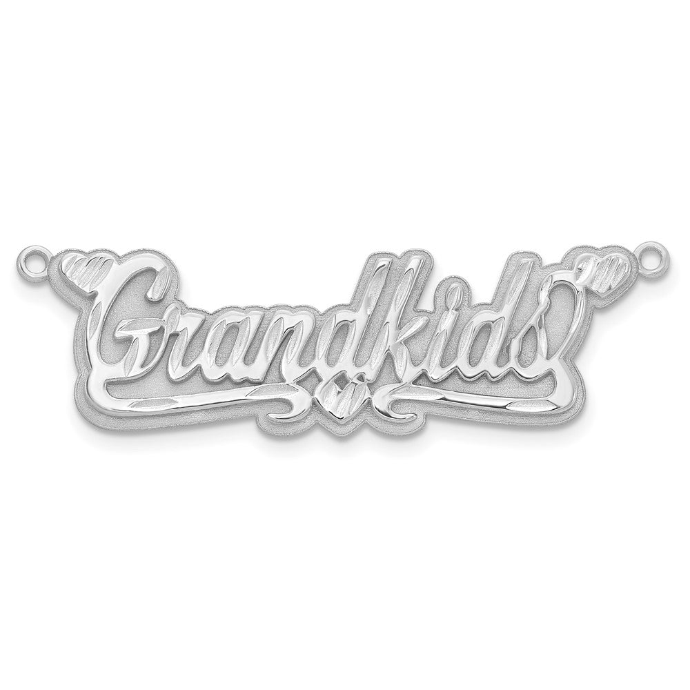 10k White Gold 3D Diamond-cut Hearts Name Plate