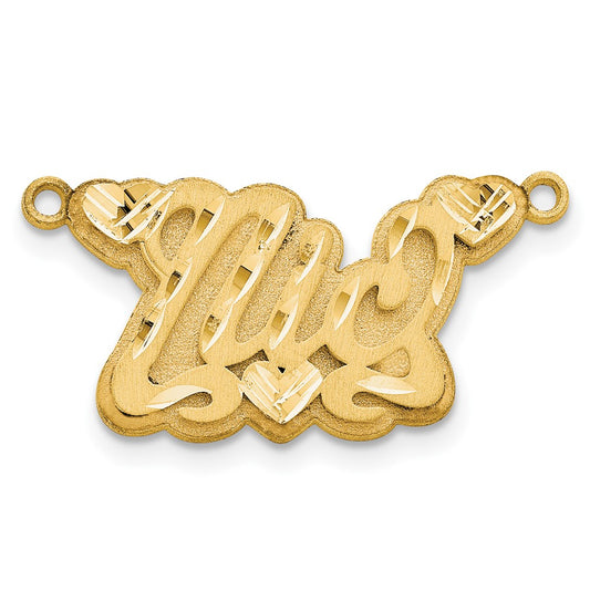 14k Yellow Gold 3D Satin Diamond-cut Hearts Name Plate