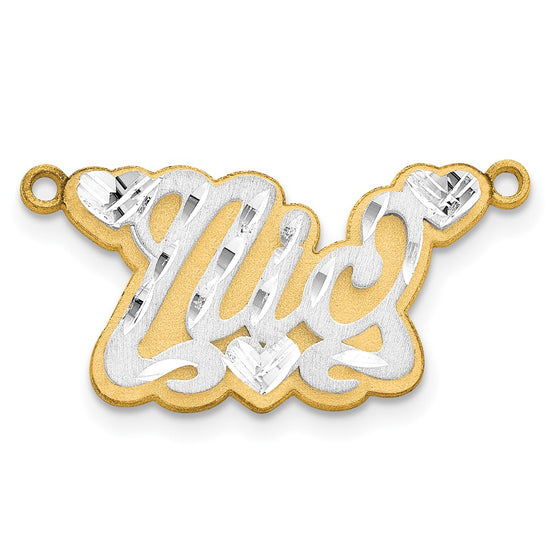 14k 3D Two-tone Satin Diamond-cut Name Plate