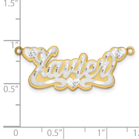 14k Rose Gold 3D Satin Diamond-cut Hearts name Plate