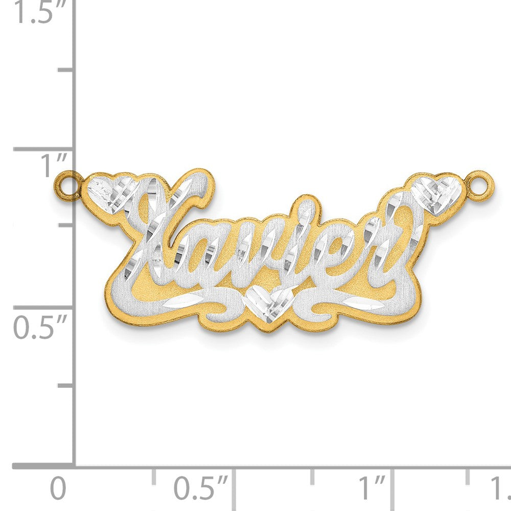 14k Rose Gold 3D Satin Diamond-cut Hearts name Plate