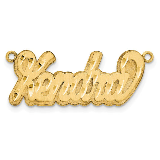 14k Yellow Gold 3D Satin Diamond-cut Name Plate