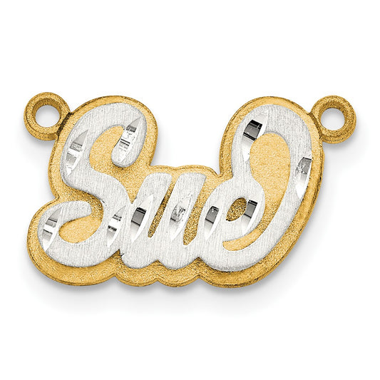 14k 3D Two-tone Satin Diamond-cut Name Plate