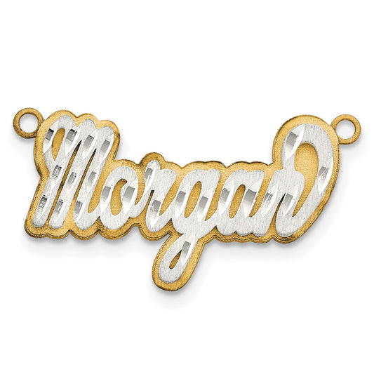 14k 3D Two-tone Satin Diamond-cut Name Plate