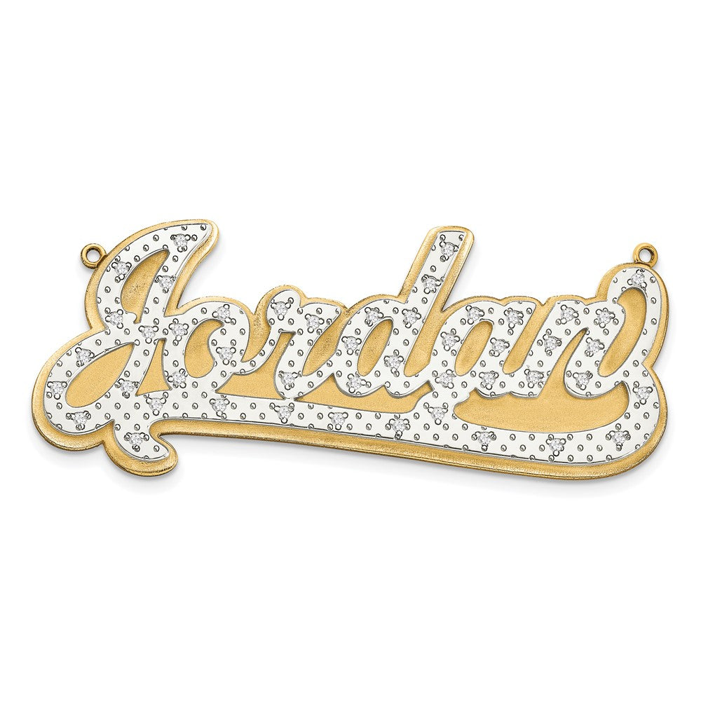 3-Dimensional Diamond Name Plate Pendant