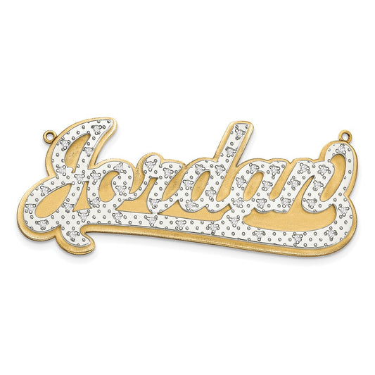 3-Dimensional Diamond Name Plate Pendant