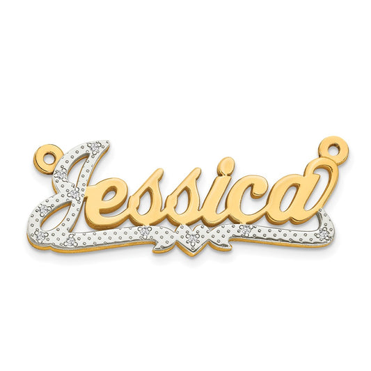 3-Dimensional Diamond Name Plate Pendant
