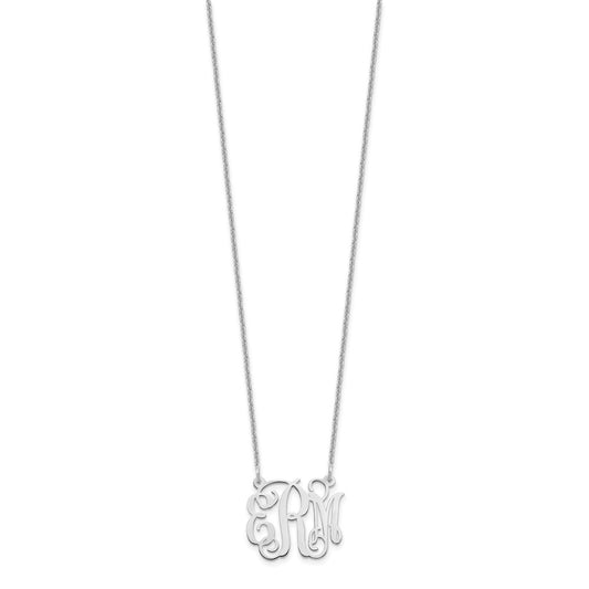 14k White Gold Small Monogram Necklace