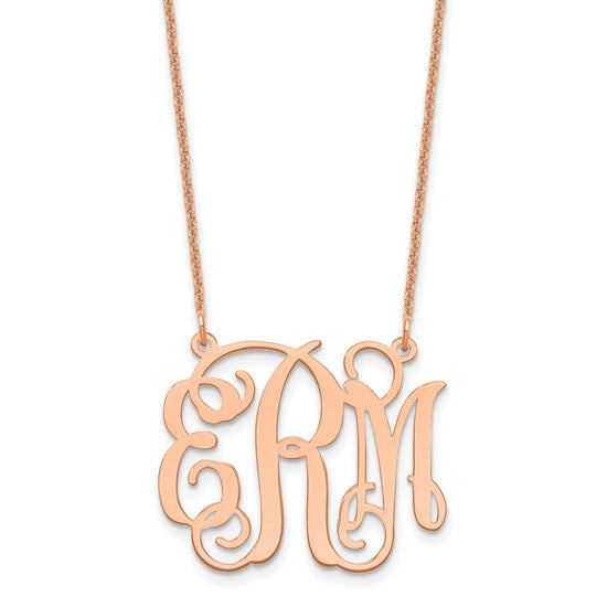 14k Rose Gold Medium Monogram Necklace