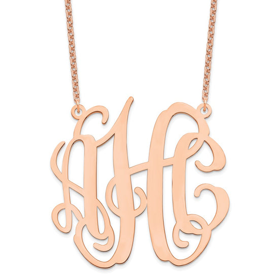 Sterling Silver/Rose-plated Large Monogram Necklace